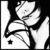Black-and-white pixelated icon depicting a stylized figure with outstretched arms and legs against a dark background, featuring dithering effects and high-contrast shading.