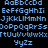 A static digital image composed of repeated alphanumeric characters in blue and green on a black background, with one gray square visible at the bottom right.
