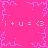 Static pixel art icon with bright pink background, light pink decorative borders, and repeated text 'i+u=<3' in light pink pixelated font.