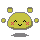 Two pixelated yellow circular characters with gray outlines, each with small square ears and pink blush marks, displayed side-by-side on a gray background.