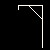 Pixelated white stick figure hangs from a hook, then swings and lands on the ground against black background.