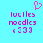 Pixelated cyan background with pink text and a heart symbol, showing two versions of the same design side-by-side.