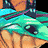 Pixelated static icon with teal, purple, and orange color scheme featuring abstract shapes resembling a dragon's head or fantasy creature against black background.