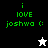 Green text reads 'i LOVE joshwa :' with a pixelated star icon on black, white, and gray backgrounds.