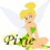 Animated pixel art of a fairy with blonde hair in a bun, green dress, and translucent wings sitting on grass with 'Pixie' text below.