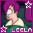 Animated contact sheet of a cartoon character with purple hair and glasses in six frames showing subtle facial expression changes, each frame featuring the name "LEELA" at the bottom.