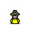 Animated pixel art contact sheet showing a cowboy character in yellow shirt and gray hat undergoing an explosion animation with text "Cowboy Blast" on the right.