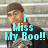 Pixelated image of a person with brown hair and glasses, wearing dark clothing against a blurred background, overlaid with cyan text reading "I Miss My Boo!!".