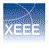 Pixelated icon with blue gradient background featuring scattered brown and purple dots, displaying white text 'XEEE' in blocky font.