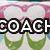 A pixelated icon with a pink and white patterned background, green shapes below the text, and black-outlined white text changing from 'COACH IS' to '<33333'.