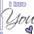 A 50x50 pixel animated buddy icon showing a stylized 'Your' text with heart symbols changing color across two frames, displayed on a white background with light purple borders.