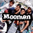 Group of people in casual poses with changing text overlays on black bars over the image.