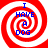 Four identical red and white spiral patterns with blue text reading "I HAVE A DOG" arranged in a
