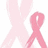 Static image with pink breast cancer awareness ribbons on white background and text elements in purple pixelated font.