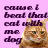 Pixelated image with purple text on pink background and a pixelated cat face in the lower right.