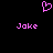 Pixelated pink heart symbol above two instances of the name 'Joke' in matching pixel font on a black background.