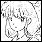 A 48x48 pixel buddy icon featuring a grayscale anime-style character with long hair and closed eyes on the left, paired with "Anime IM" text in white pixelated font on black background on the right.