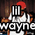 Pixelated image of a person in white clothing with a red head covering, overlaid with text fragments 'lil wayne', 'beyonce', 'britney spears' in bold white letters with black outlines.