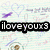 Pixelated image with two black text blocks on a light background featuring faint heart and arrow motifs.