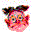 six pixelated cartoon character faces with pink skin, black hair bows, and varied expressions against a white background