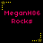 Pixelated icon with pink text "MeganH86 Rocks" and yellow star corner elements on black background.