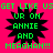 Pixelated graphic with bright pink background, black starburst shapes, and green text reading 'GET LIKE US UR ON ANNIE AND MEAGHAN!!' repeated in four identical quadrants.