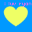 Four yellow hearts on blue background with pink text 'i luv ryon' above each heart, arranged in two of two
