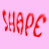 A static contact sheet frame showing a pink background with repeated red 'SHAPE' text and black 'your Career' text, alongside a gray transparency placeholder.