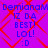 Purple background with red diamond pattern, blue text reading "DemianM DemianM IZ DA BEST! LOL! :D" repeated in two