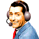 Six pixelated figures in two wear headset microphones; top shows human-like figures with varied hair and clothing, bottom shows green-skinned figures with similar headsets