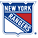 Pixelated shield-shaped icon with blue border, white and dark blue checkered pattern on left, red triangular section on right, and 'RANGERS' text at top.