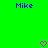 Green background with blue "Mike" text at top corners and pink pixelated hearts at bottom corners.