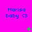 A bright pink background displays repeated blue text "Marisa baby <3" with green plus and X symbols animating in different positions across frames.