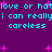 Purple background with cyan text reading "love or hatlove i can really careless" repeated twice, scattered pink star shapes.