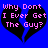 Pixelated blue background with two identical black broken heart shapes containing pink text "Why Don't I Ever Get The Guy?" in a static contact sheet layout.