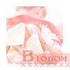 A static icon featuring a person in a white dress with a red headscarf, overlaid with the text 'BLOOM' in large brown letters.