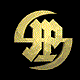 Golden stylized 'SP' monogram icon in various animated states against black background, showing rotation and shape changes.