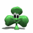 Green cartoon shamrock with three rounded leaf shapes, a stem base, and facial features showing various expressions across frames.
