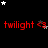 Red text 'twilight <3' repeats across a black background with scattered white and gray stars, showing slight variations in star positions between frames.