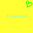 Green pixelated heart symbol above two identical light blue text strings on solid yellow background.