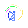Blue stick figure performing a sequence of motion-captured actions within circular colored trails on gray background.