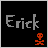 Four display the name 'Erick' in gray pixelated text above a small figure with distinct color variations on black backgrounds