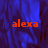 A static image with a blue and purple gradient background and the word 'alexa' in orange text positioned in three separate locations.
