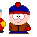 Pixel art character in red jacket with yellow cuffs, blue cap with red pom-pom, and brown vest appears alongside variations of the same character in orange hooded coat and green hat.