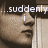 A pixelated image of a person's face with overlaid text reading 'suddenly i found painting myself' in white block letters.