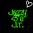 Green pixelated text 'Jazzy 88 JT.' with a white heart above, on black background.