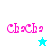 Pixelated pink text 'ChsCh' with a star symbol on alternating light blue and white backgrounds.