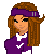 Pixel art of a girl in purple athletic wear holding a soccer ball, with text reading 'soccer hawse' below.