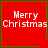 Red square icon with green border displaying "Merry Christmas" text and changing corner symbols