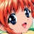 Anime-style character with orange hair and large blue eyes, mouth open in surprise, against a black background with white text.